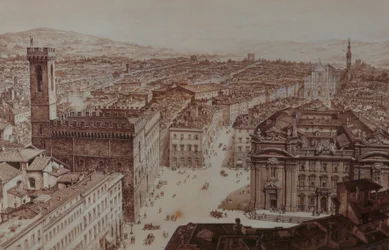 View of Piazza di San Firenze and Piazza Santa Croce, Florence